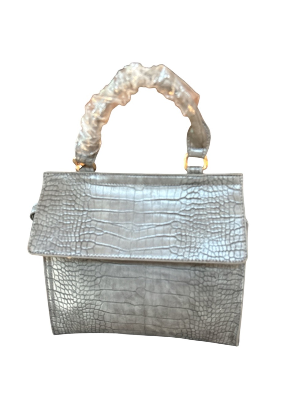 Adrienne Vittadini Gray Faux Croc Insulated Lunch Tote Handbag Style NWT